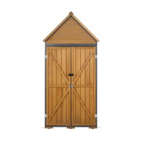 Outdoor Storage Shed, 44.09" X 66.93" Wood & Metal Garden Tool Shed With Lockable Doors & Sloped Roof, Waterproof Outside Storage Cabinet With Sh (Option: default)