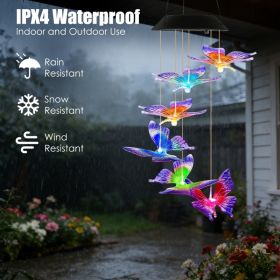 1Pc 2Pcs Quantity Options Solar Butterfly Wind Chime 7 Color Changing Wind Chime For Outside IPX4 Waterproof Outdoor Garden Yard Decor (Option: BlueRed-1Set)