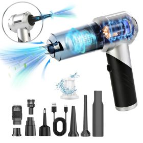 Cordless Car Vacuum Cleaner Portable Handheld Vacuum With 20000PA Suction Brushless Motor 3 Suction Levels Type-C Rechargeable Compressed Air Dus (Option: BlackSilver)
